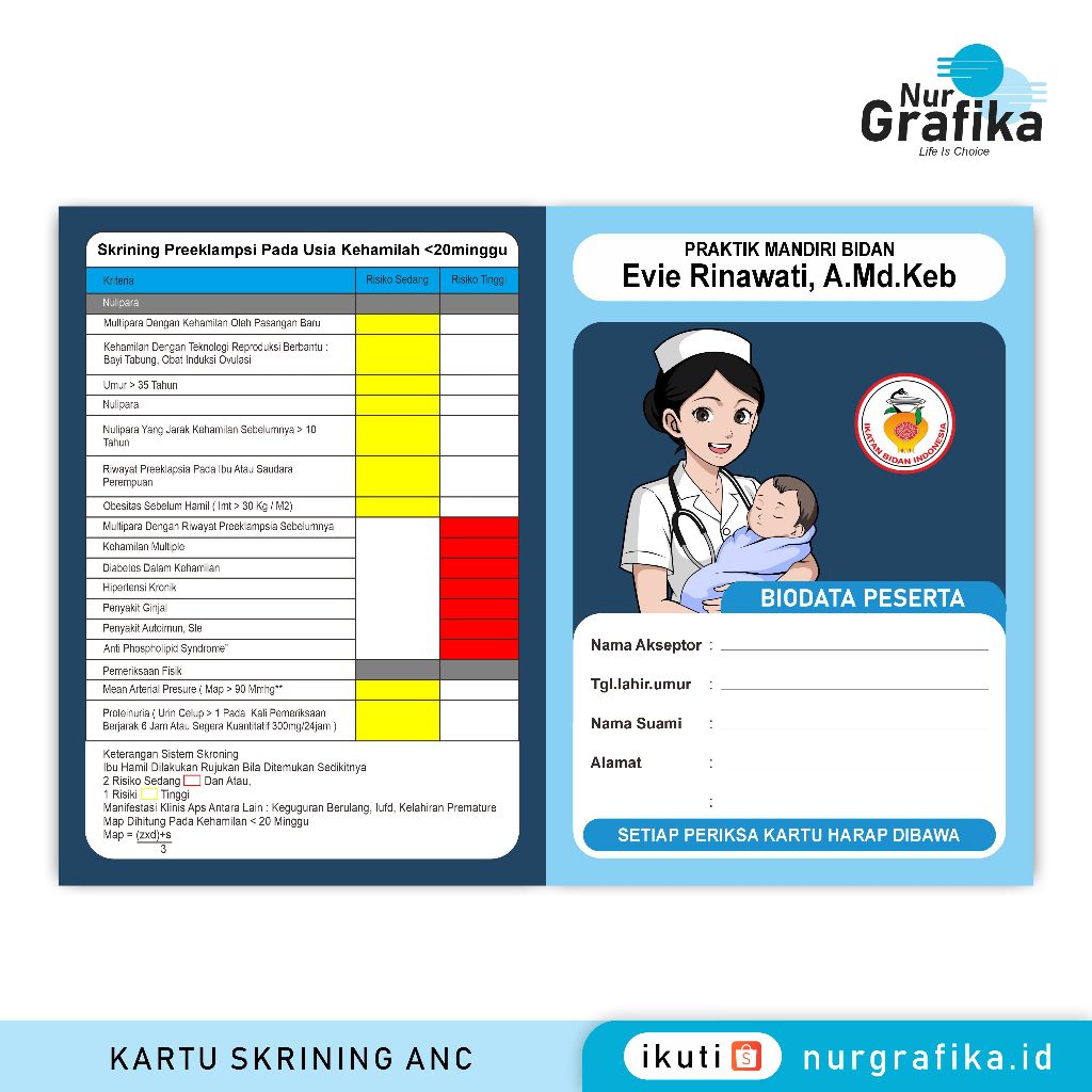 

1Pack Kartu Skrining ANC Bidan