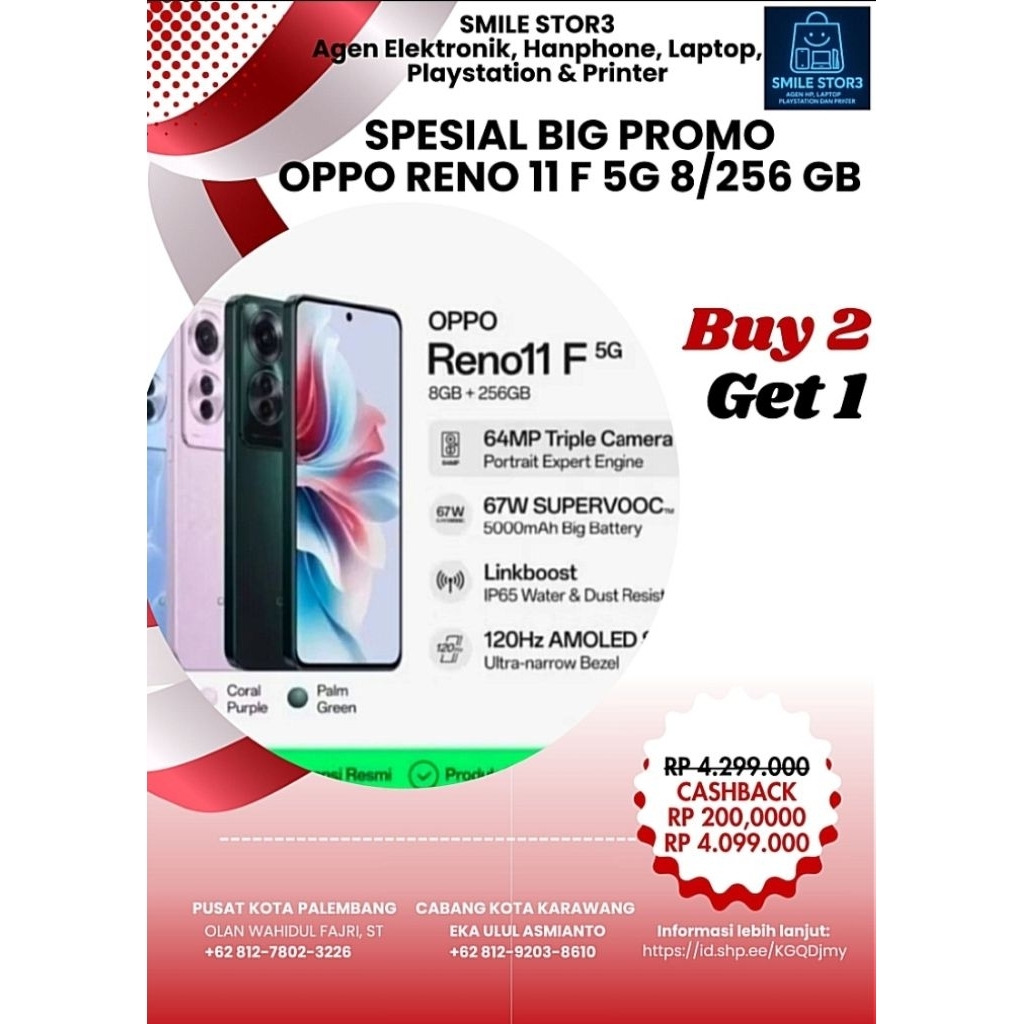 Second Original 100% Oppo Reno 11 F 5G 8/256 GB