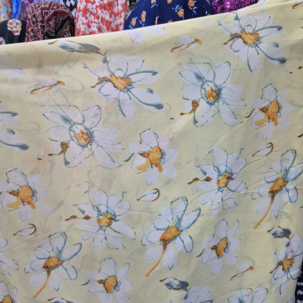 KAIN SIFON CERUTY PREMIUM MOTIF BUNGA BESAR - KAIN SIFON MOTIF KEMBANG BESAR - BAHAN KAIN MOTIF BUNG