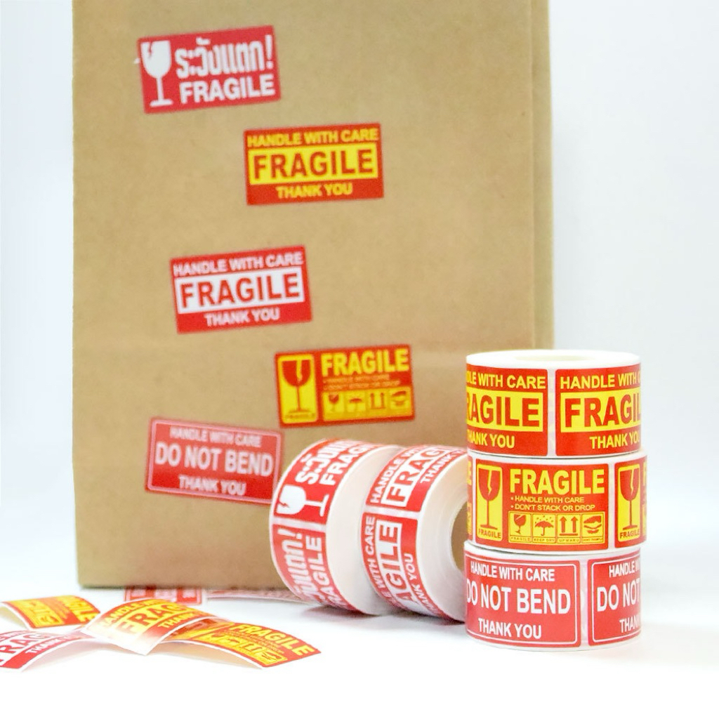 FRAGILE STICKER ROLL ± 250PCS STIKER TEMPEL DIY MUDAH TEMPEL