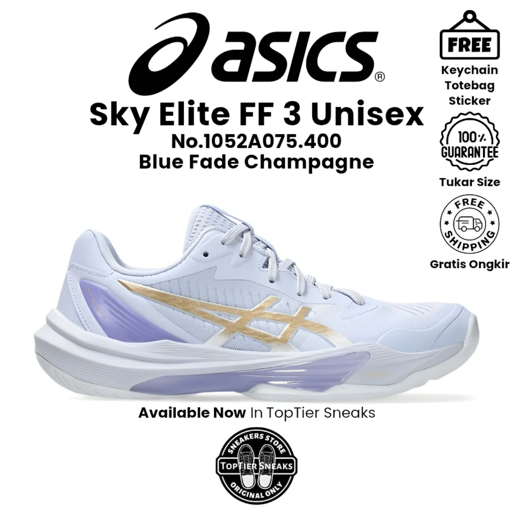 Sepatu Running Tennis Volly Asics SKY ELlTE FF 3 Blue Fade Champagne Original