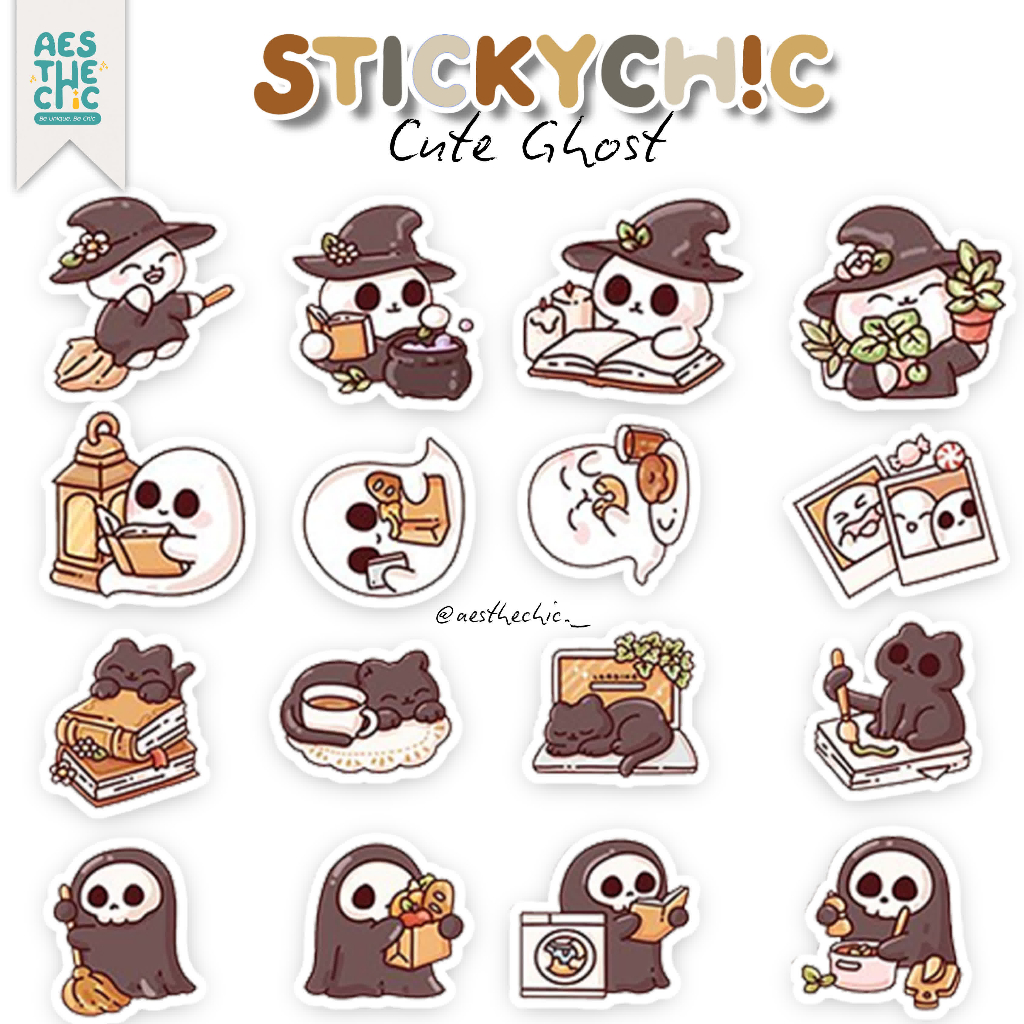 

Stiker Pack CUTE GHOST HANTU LUCU Waterproof Anti Air u Freebies Buku Journal Casing Phone Aesthechic