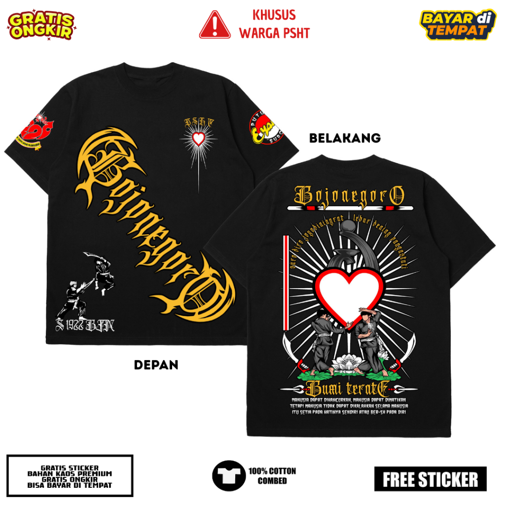 Kaos Distro PSHT Terate Bojonegoro Jetblack Tshirt SH Terate Lawasan