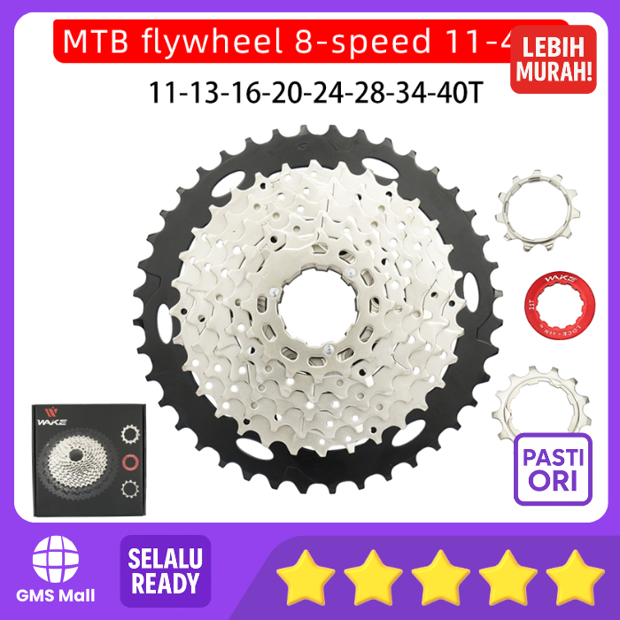 Wake Sprocket 8 Speed 11 - 40T Silver Gear Cassette Sepeda MTB
