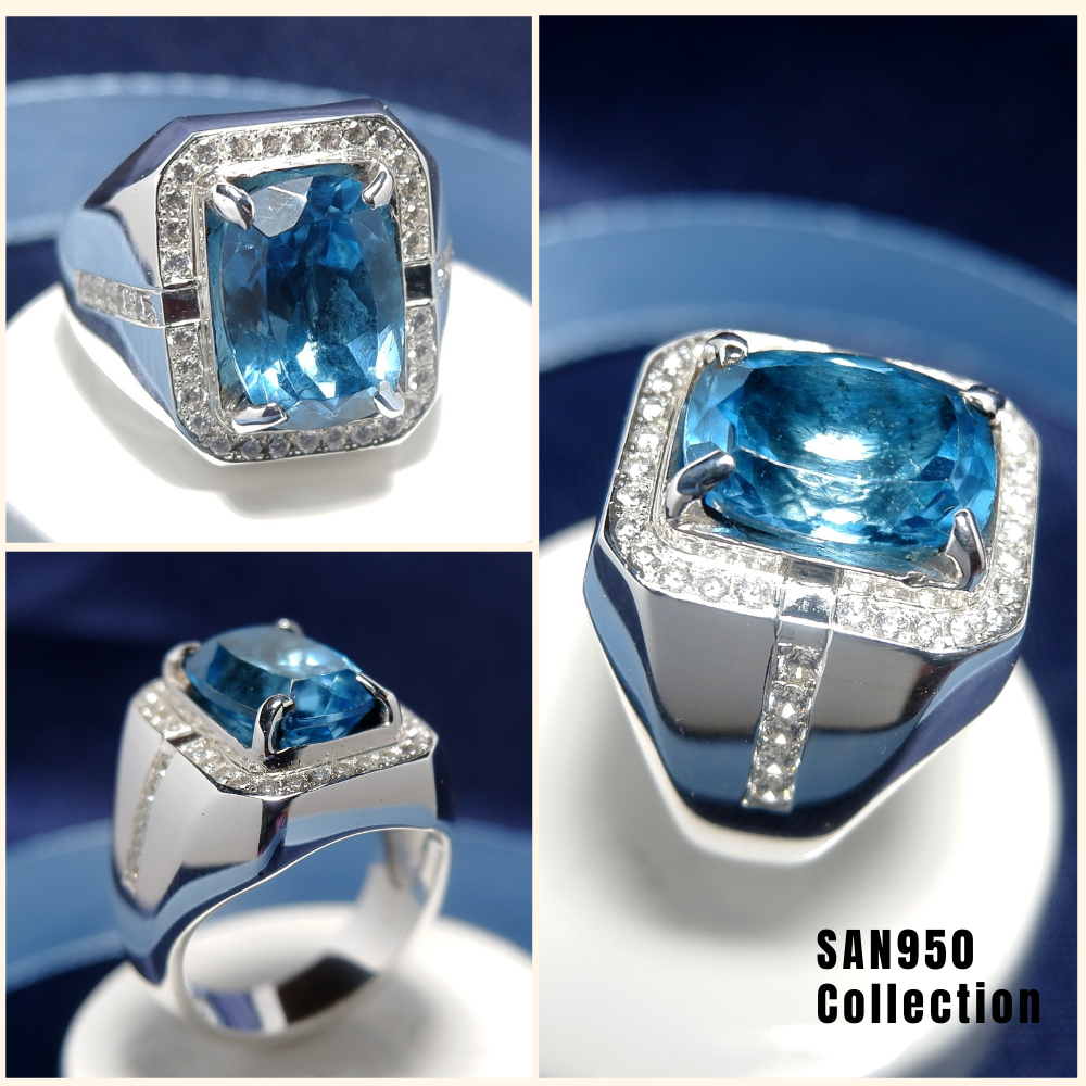 Cincin Perak 950 Kosongan EB407 Ikat Emban Batu Akik Permata Pria Custom Handmade Free Box SAN950