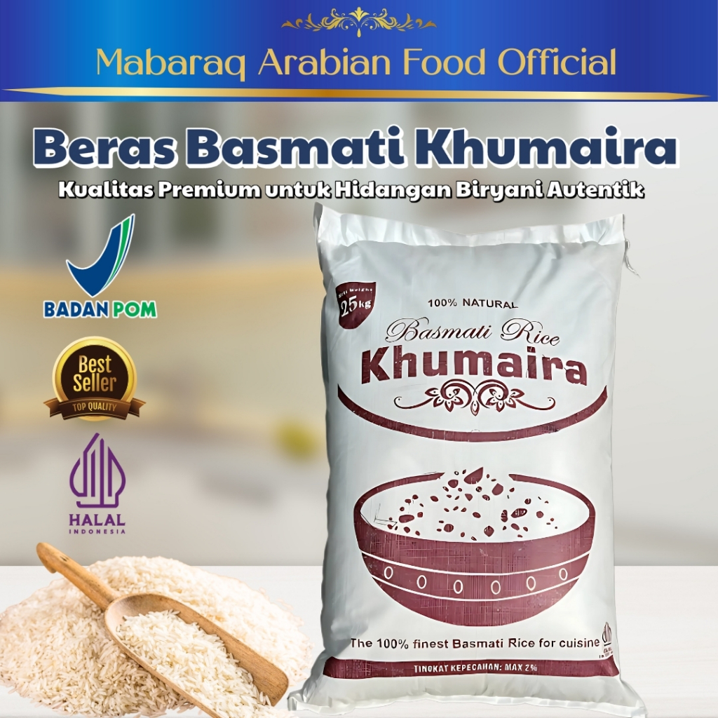 

Beras Khumaira 25kg | Beras Basmati Arab | Beras Arab | Khumaira Beras Basmati 25kg | Beras Reapack 5kg Khumaira