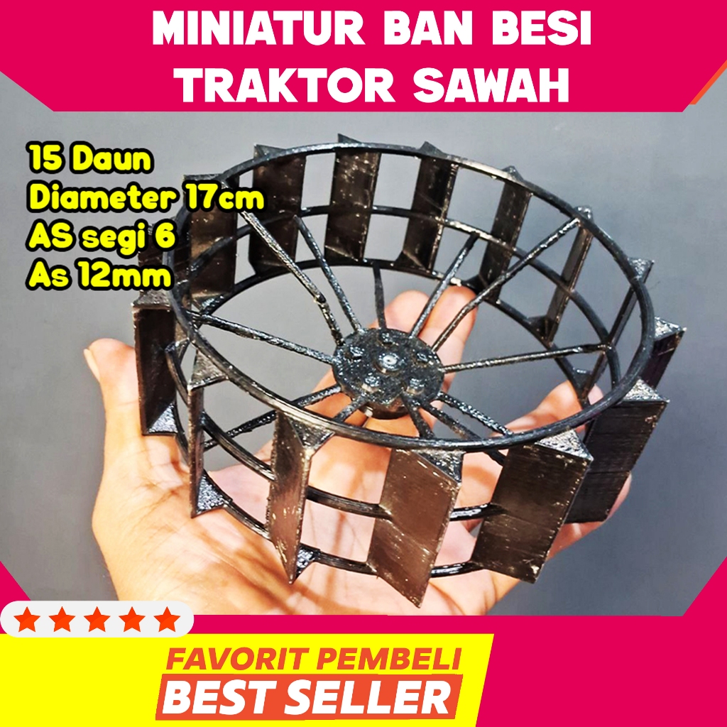 Miniatur Ban besi Traktor sawah Sepasang Bahan Plastik PLA