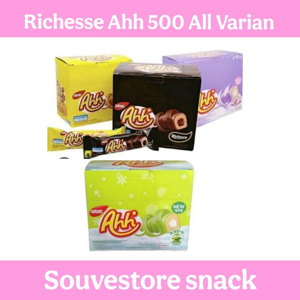 

Nabati Aah 500 all varian Box isi 20 Nabati Aah Keju Cokelat Cocopandan Goguma