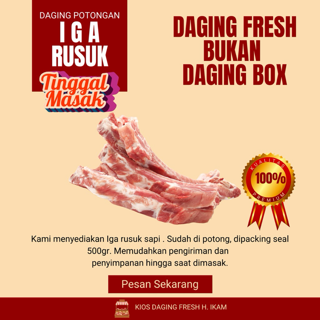 

READY STOK--IGA RUSUK sapi 500gr SEGAR FRESH PROMO LOKAL