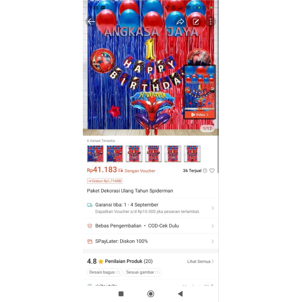 Paket Dekorasi Ulang Tahun Spiderman
