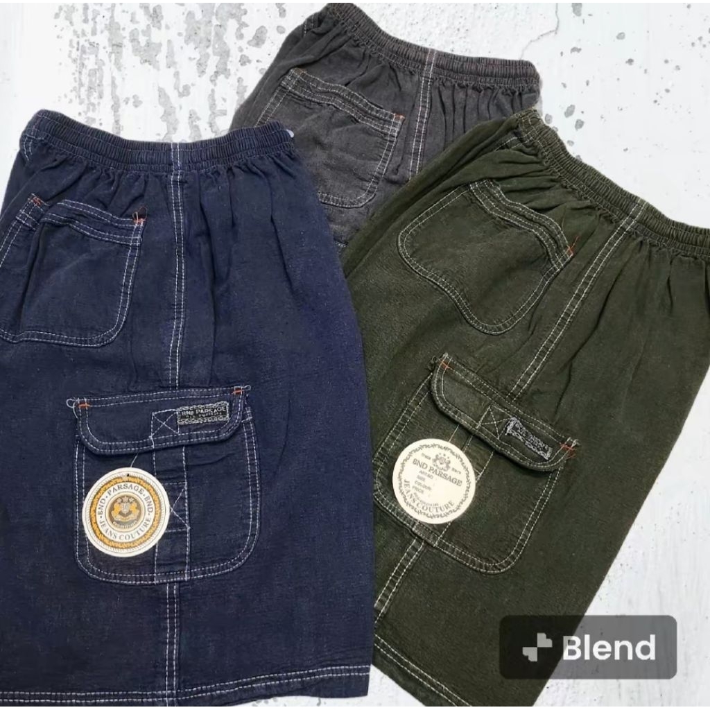 [SAMARETA]  - Bernadi - Celana Santai Selutut Kolor Bahan Jeans Lembut Halus 7/8 Pria Dewasa Premium