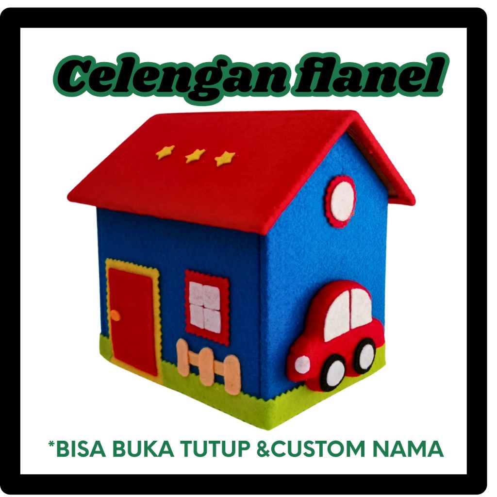 Celengan Tabungan Anak Karakter Lucu Bentuk Rumah Terbuat Dari Kain Flanel Bisa Buka Tutup Dan Custo