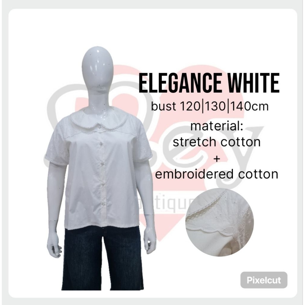 blus katun bordir katol putih jumbo bigsize