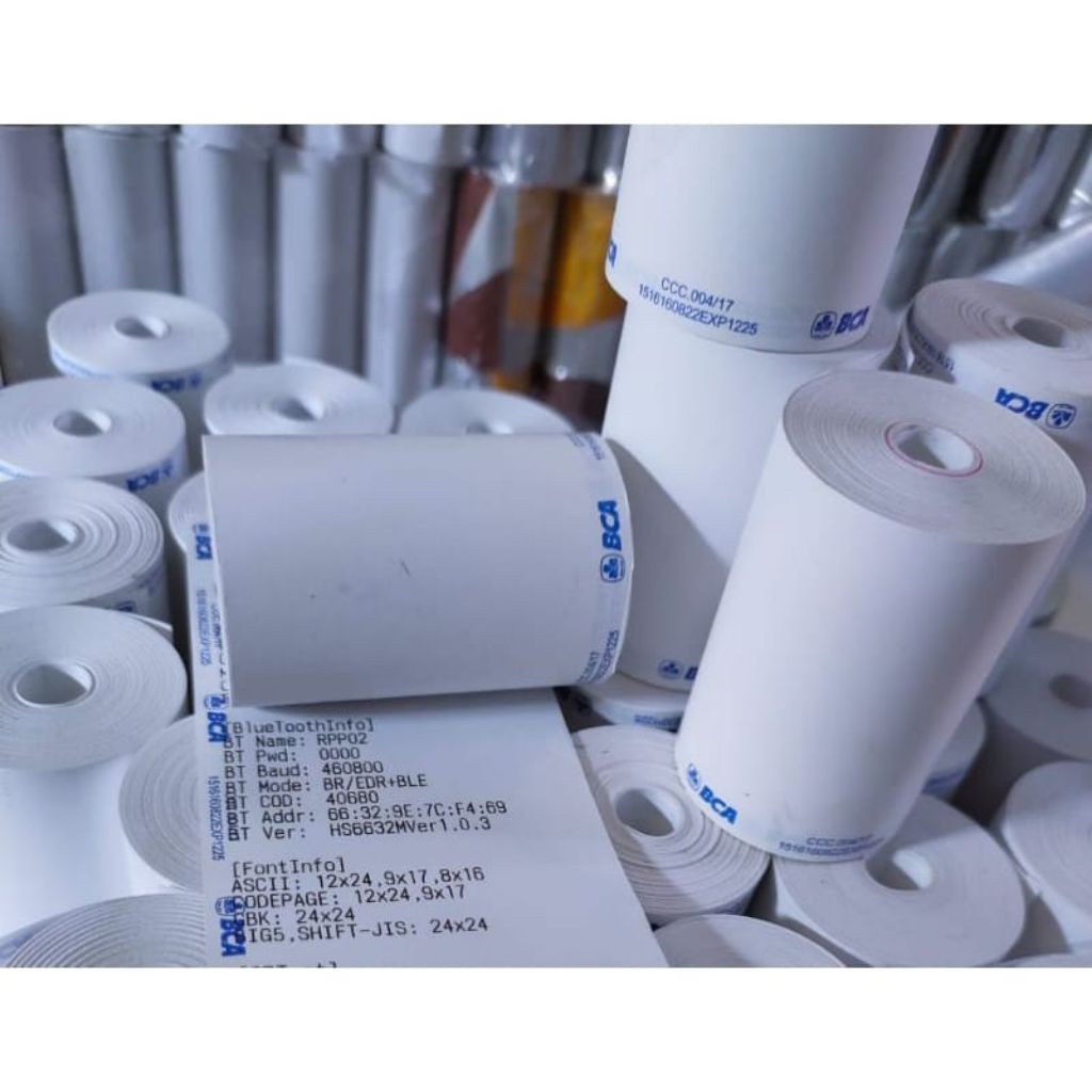 5 roll kertas struk logo BCA 58/57×40 full coreles