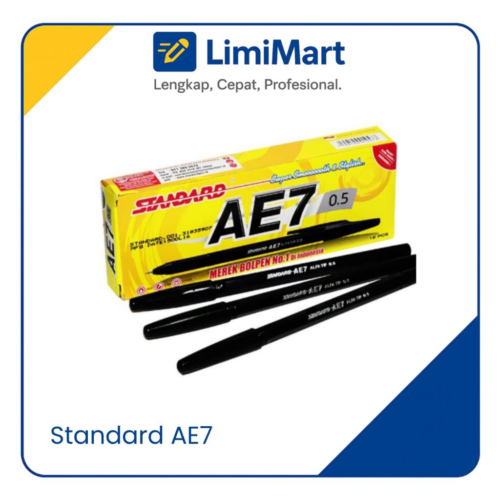 

1 Pack Isi 12 Pcs Ballpoint Pulpen Standard AE7 0.5mm Oil Gel – LimiMart