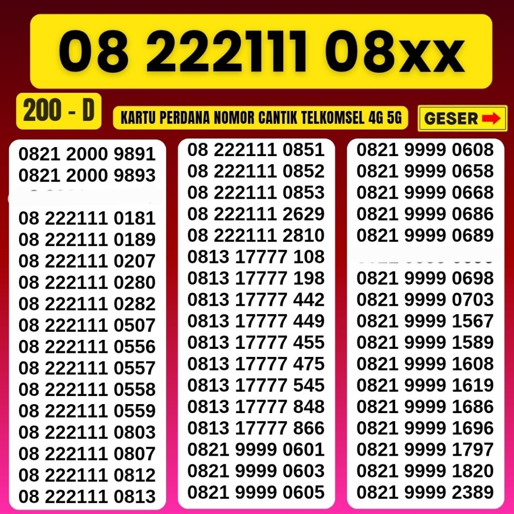 Nomor Cantik Simpati Telkomsel 4G 5G Kartu Perdana Telkomsel Simpati Nocan Simpati Nomer Cantik Telk