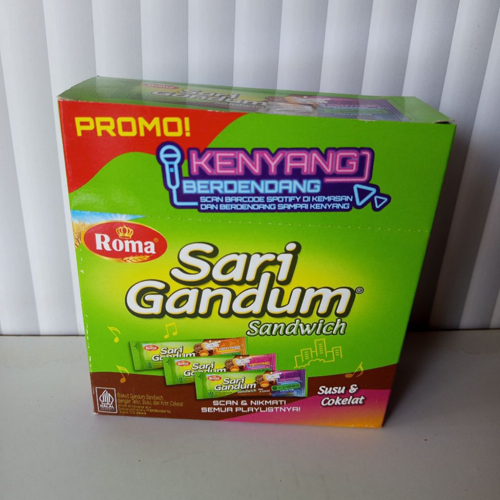 

Roma Sari Gandum Sandwich 1 box isi 12 biskuit gamdum isi krim coklat