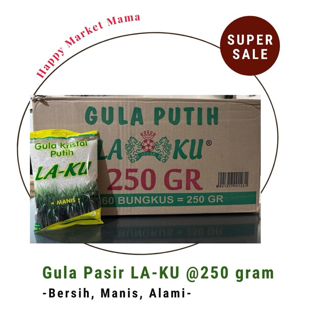 

Gula Pasir Merk LA-KU kemasan @250 gram