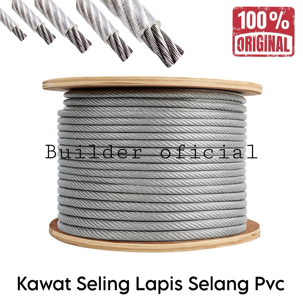 Tali Kawat Seling Baja Lapis Selang / PVC 8mm 10mm 12mm Kawat Seling Baja Original Kawat Lapis Plast