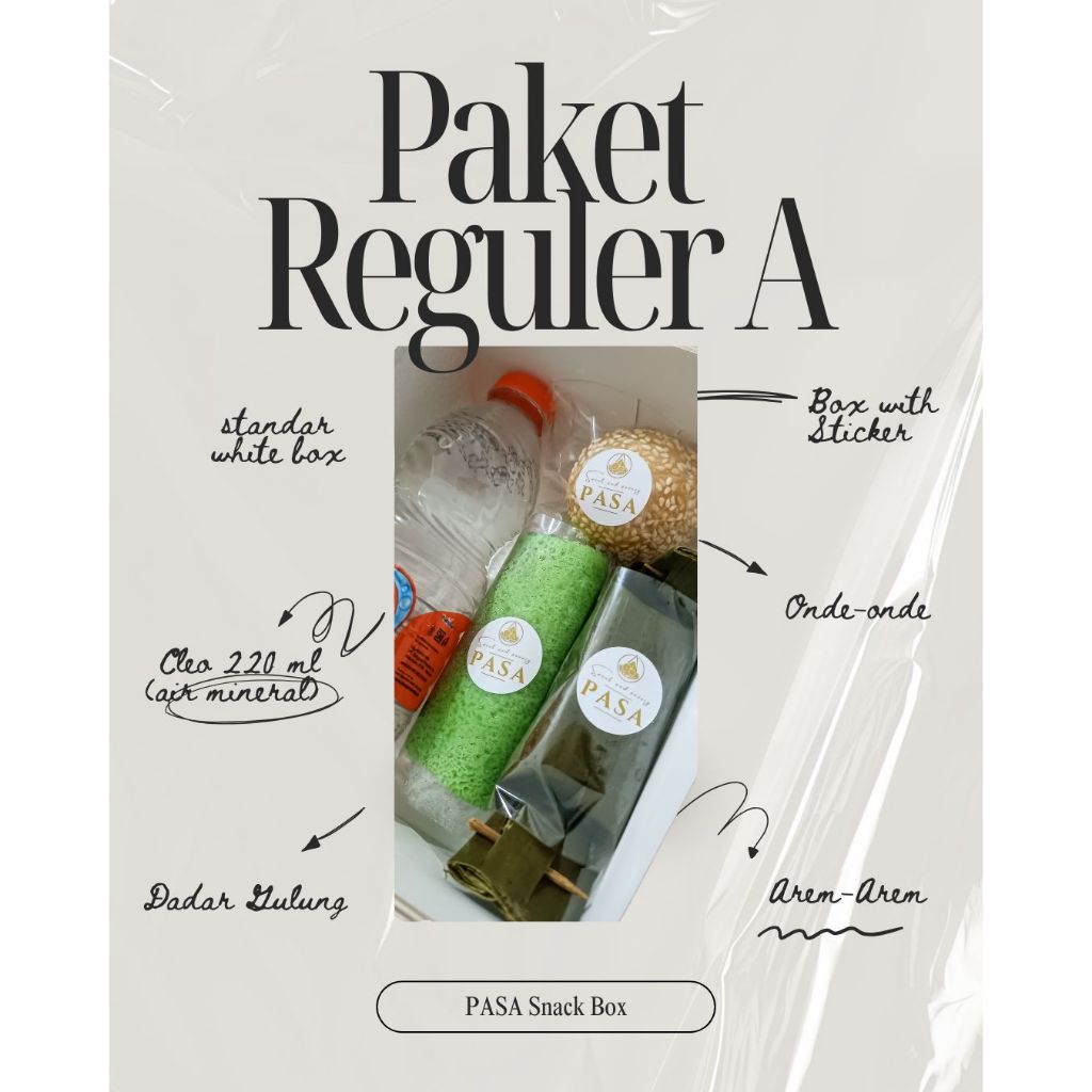 

Paket Reguler A - 3 jenis kue, Air Mineral & Tisu Makan