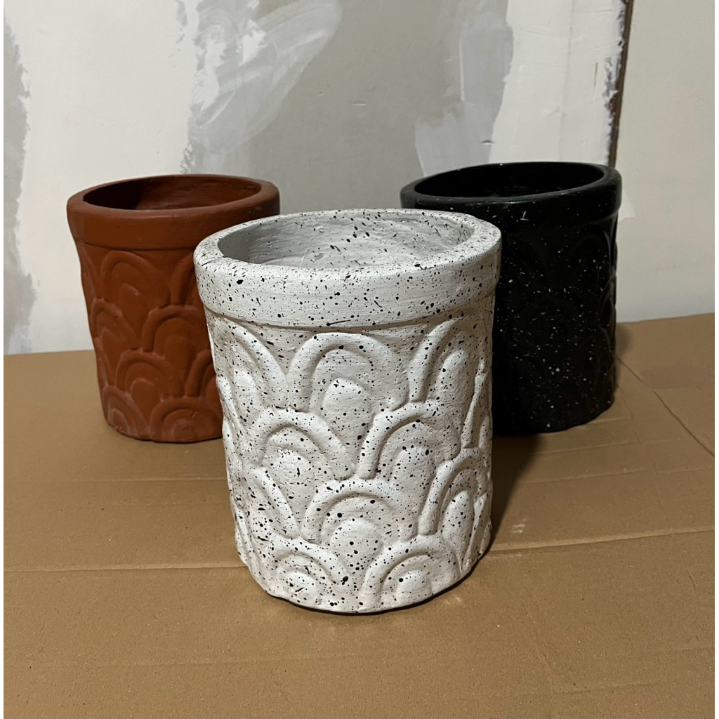 pot tanah liat - pot tanaman - pot motif dr tanah liat