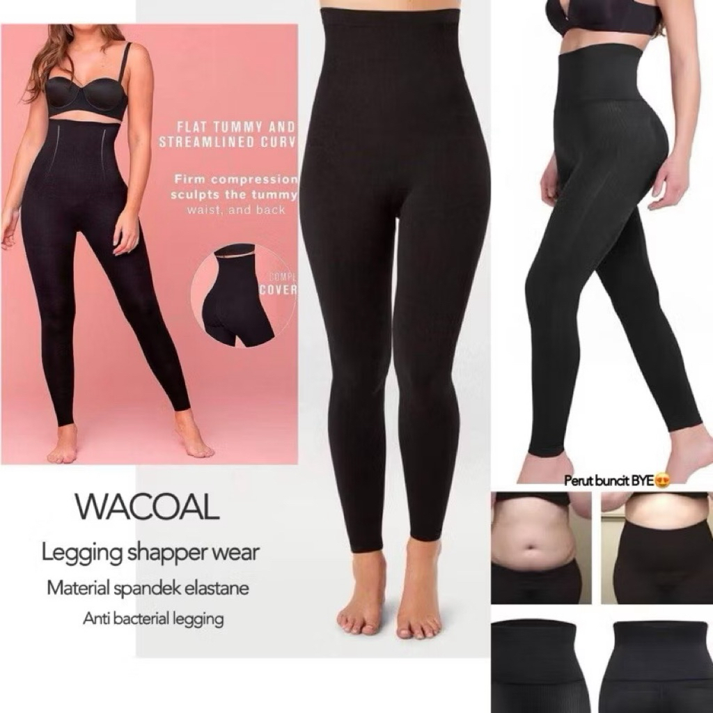 Legging highwist Panjang Pendek Wacoal Shapewear highwist Wanita Warna Hitam Fit to BB 85kg Stretchy