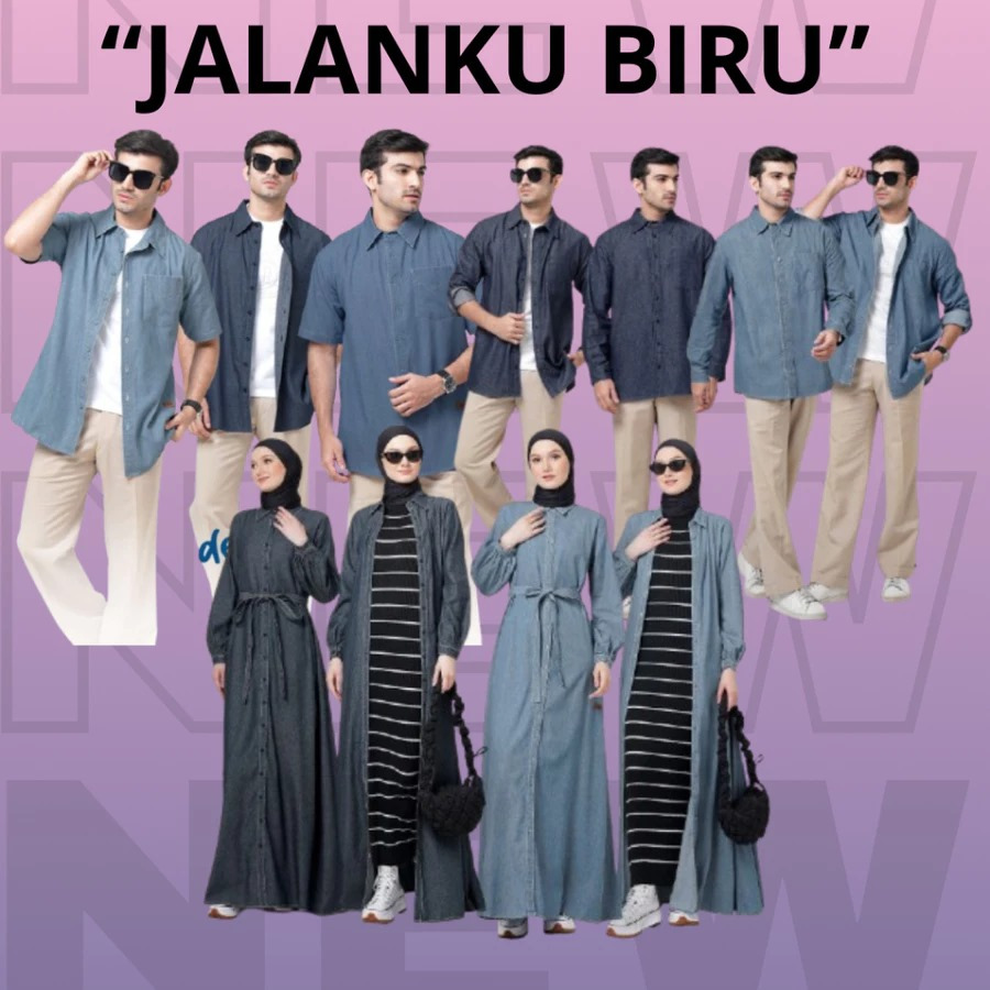 NIBRAS "JALANKU BIRU" BAHAN DENIM // ROK JALANKU BIRU 004// KEMEJA DENIM JALANKU BIRU 006// GAMIS JA