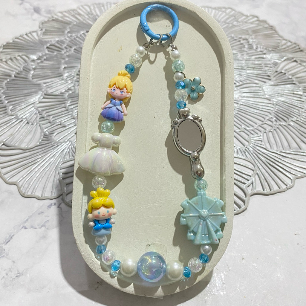 Cinderella disney princess real kaca strap phone / phone straps / bag charm / gantungan tas / gantun
