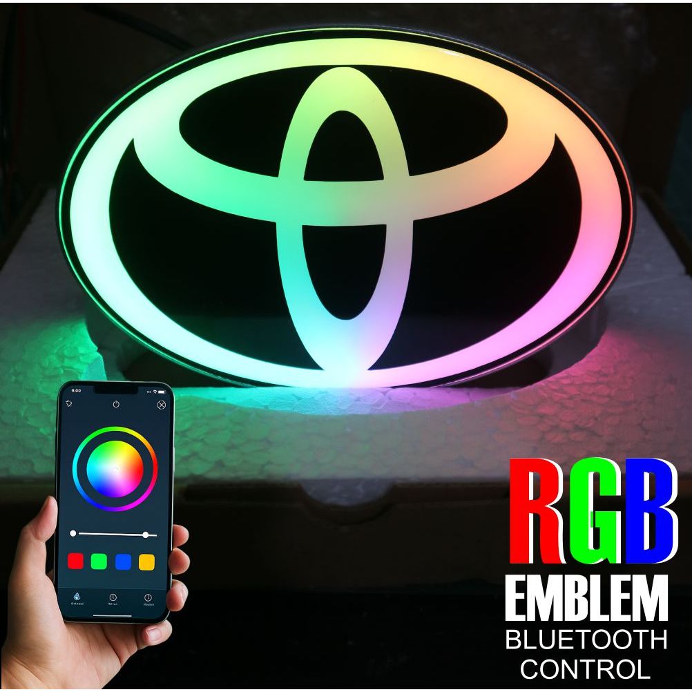 Lampu RGB Emblem Mobil Aksesoris Mobil Variasi Mobil Lampu Led Mobil Remote Control Mobil Logo Toyot