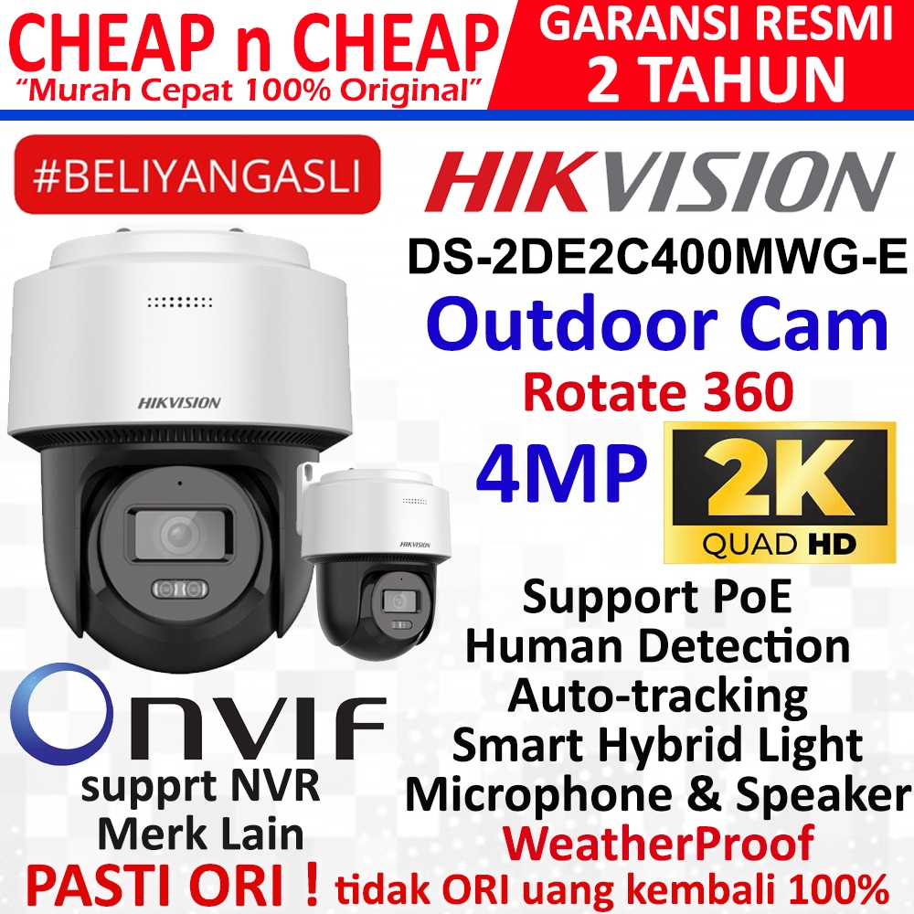IP Cam HikVision DS-2DE2C400MWG-E 2K+ 4MP Rotate Outdoor POE - IP Camera Hik Vision