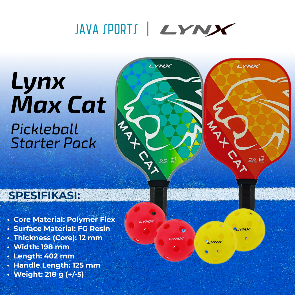 Raket Pickleball Lynx Max Cat Starter Pack Original Pickle Ball Paddle Racket Set