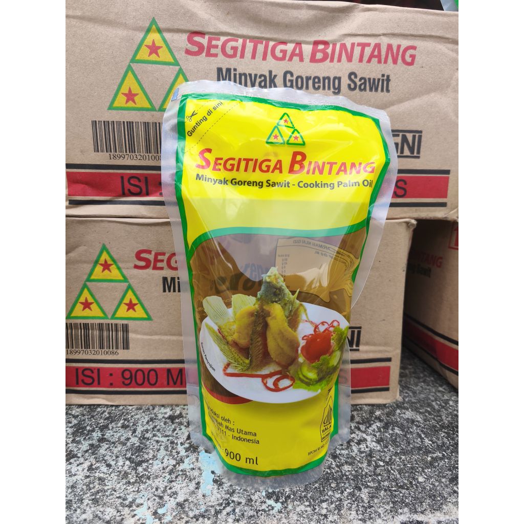 

Minyak Goreng Segitiga Bintang Asli 900 ml / Pouch | Halal | Mengandung Vitamin A, Omega 6 dan 9