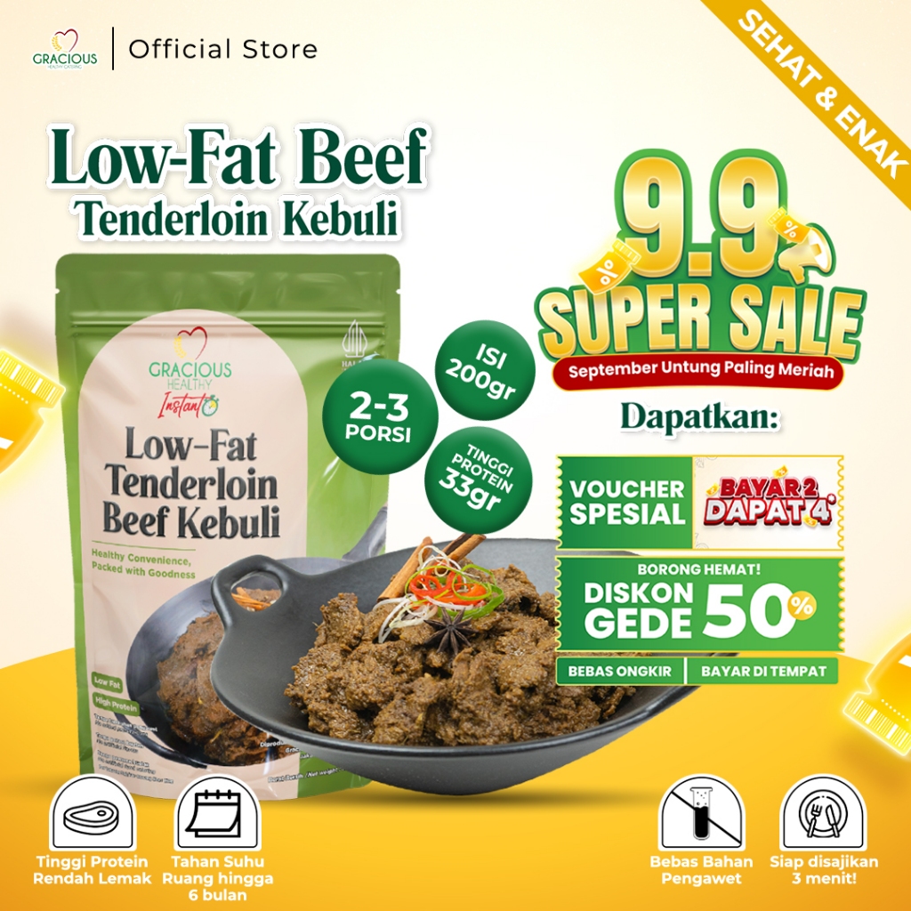 

Gracious Low Fat Beef Kebuli - Protein 33gr (Makanan Instant Sehat Siap Saji)