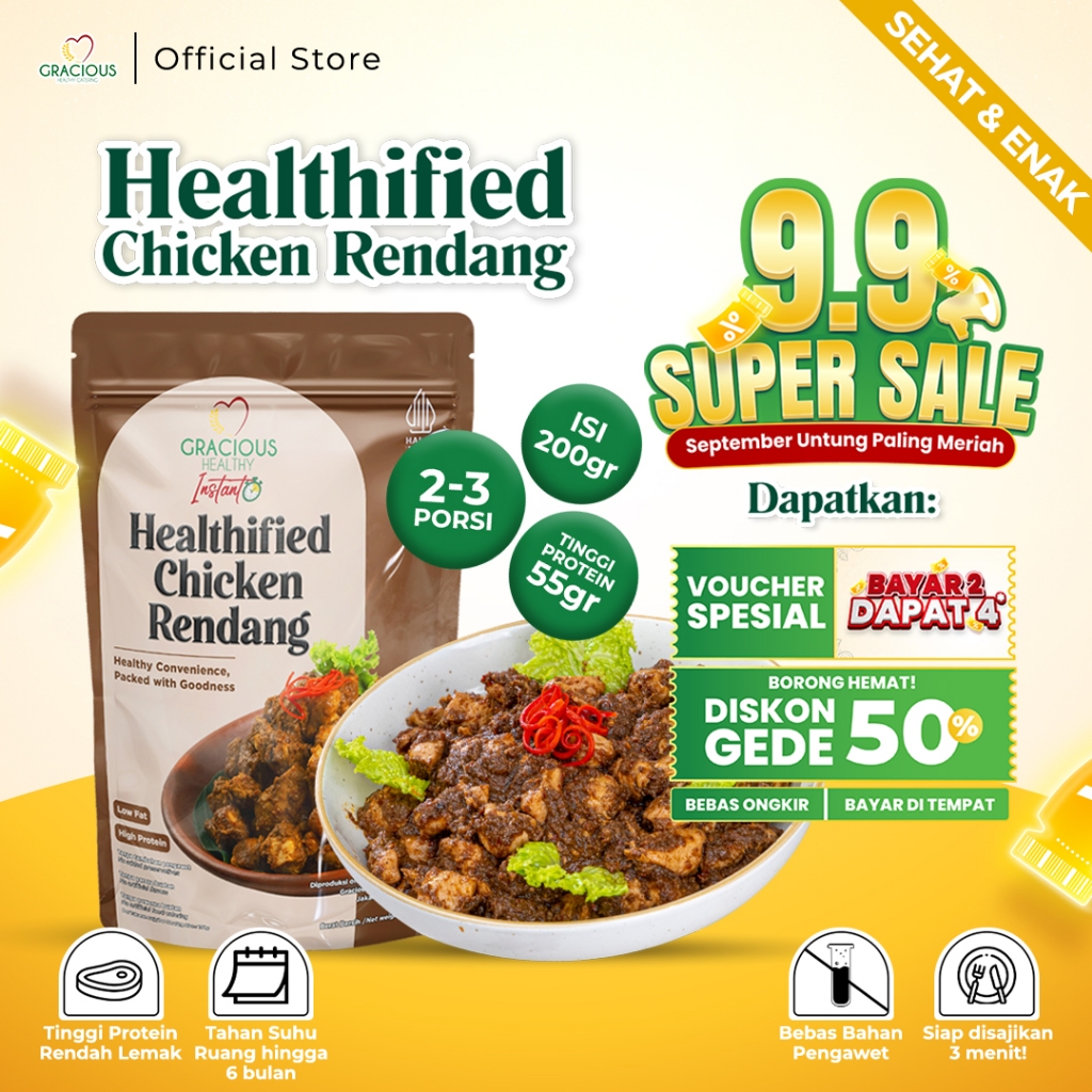 

Gracious Healthified Chicken Rendang - Protein 55gr (Makanan Instant Sehat Siap Saji)