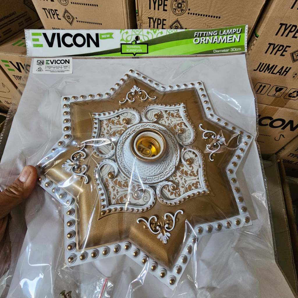 Fitting Lampu Ornamen 30X30 / Fitting Lampu Aksesoris Plafon / Fitting Lampu Ornamen Plafon PVC