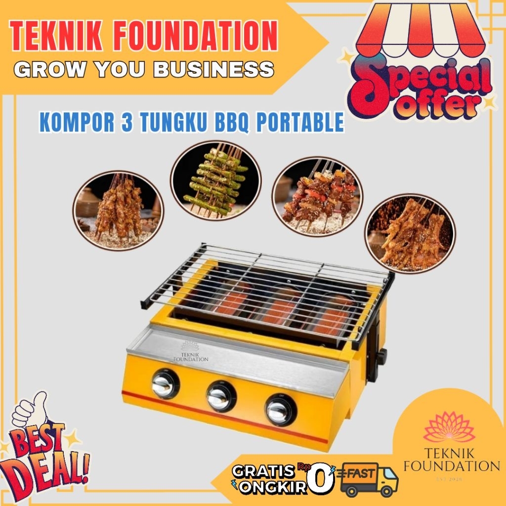 KOMPOR PEMANGGANG SOSIS Gas Roaster VICTON (MT-K122) 3 Tungku