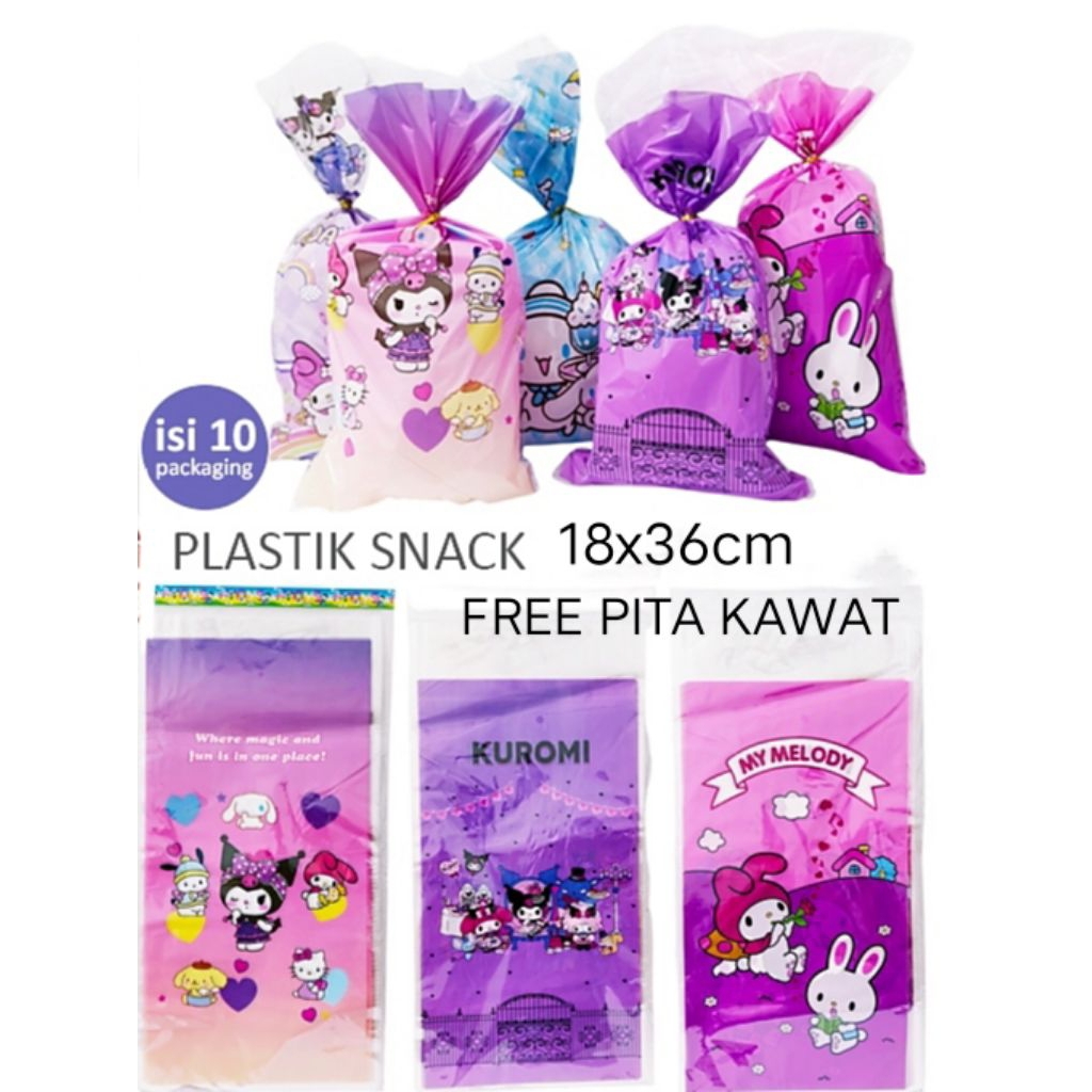 Plastik snack ulang tahun 18x36cm + free pita kawat