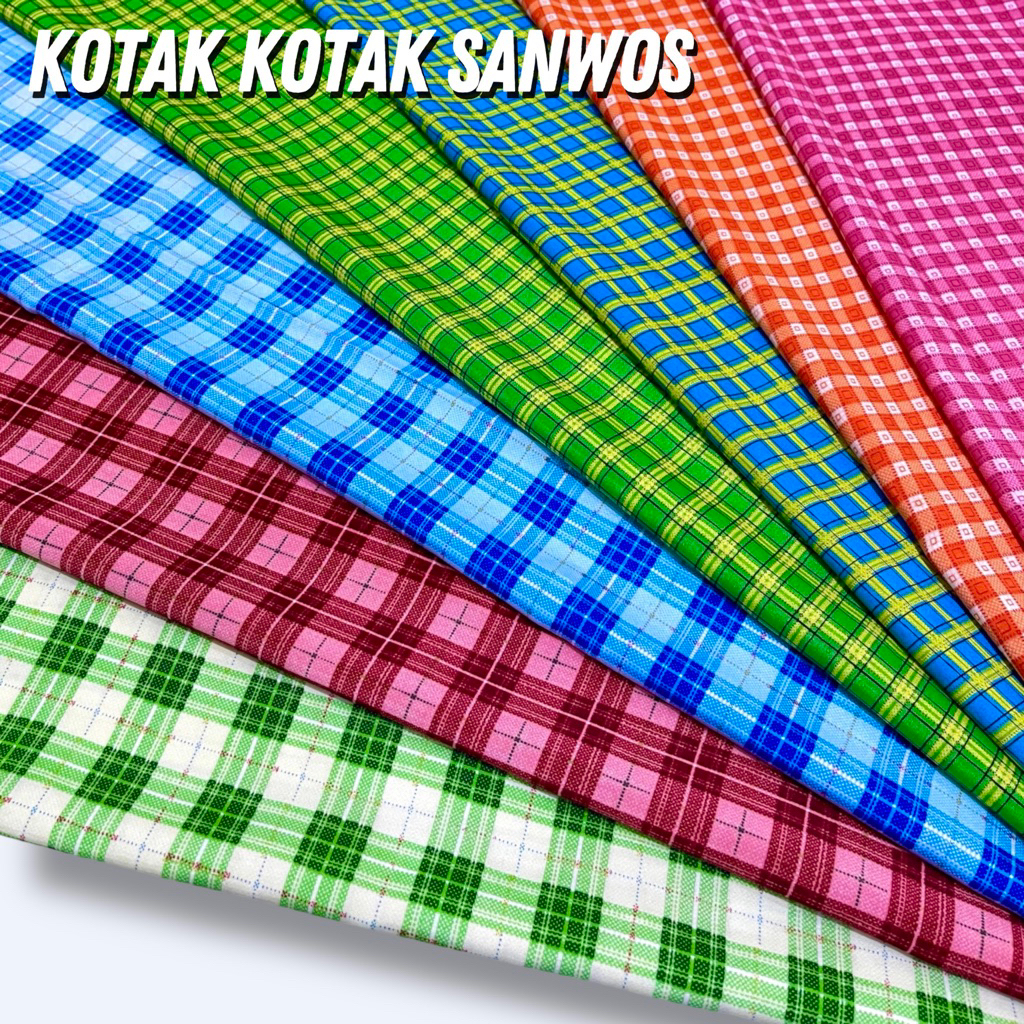 Kain Kotak Kotak Sanwos - Bahan Sanwos Besway Halus Jatuh Lembut Untuk Seragam Sekolah Meteran