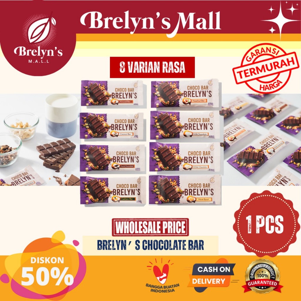 

(VIRAL) Brelyn's Choco Bar Rasa Milk, Dark Chocolate, Hazelnut, Kelapa, Mede, Marie, White Chocolate