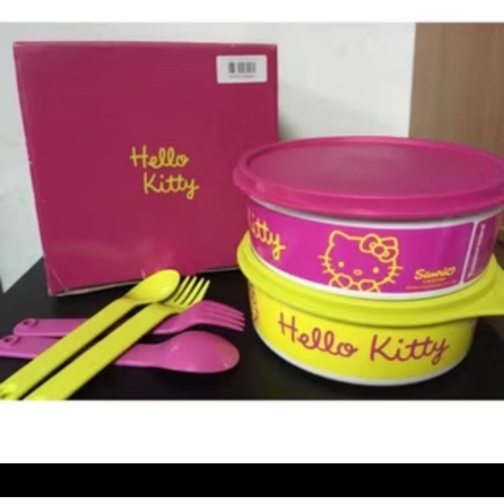 Wadah makan hello kitty set Tupperware sepasang ( 2 pcs )