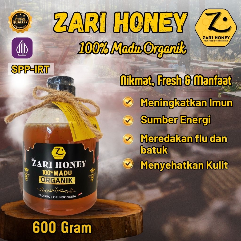 

ZARI HONEY ORGANIK 600gram Madu Murni Asli 100% Alami Pure Natural Raw Premium