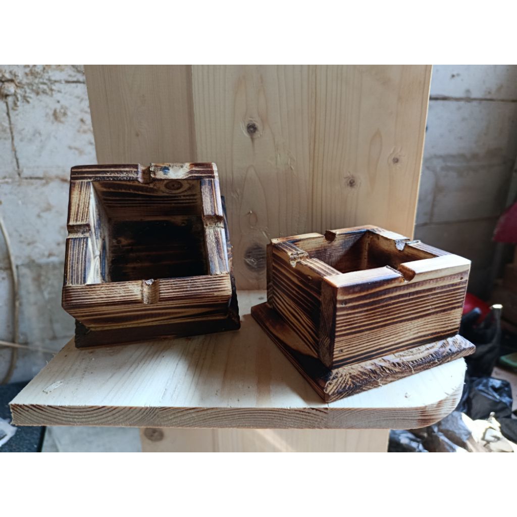 ASBAK KAYU JATI AESTHETIC KAYU ABU ROKOK ASBAK MOTIF MEWAH UNIK