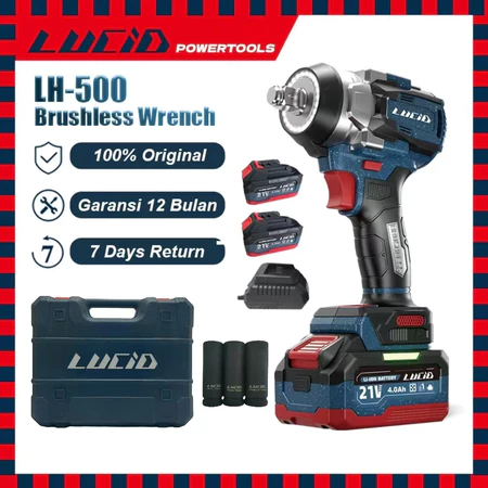 Lucid LH500 650N.M Brushless Impact Wrench 21V 4.0Ah Battery Cordless Heavy Duty