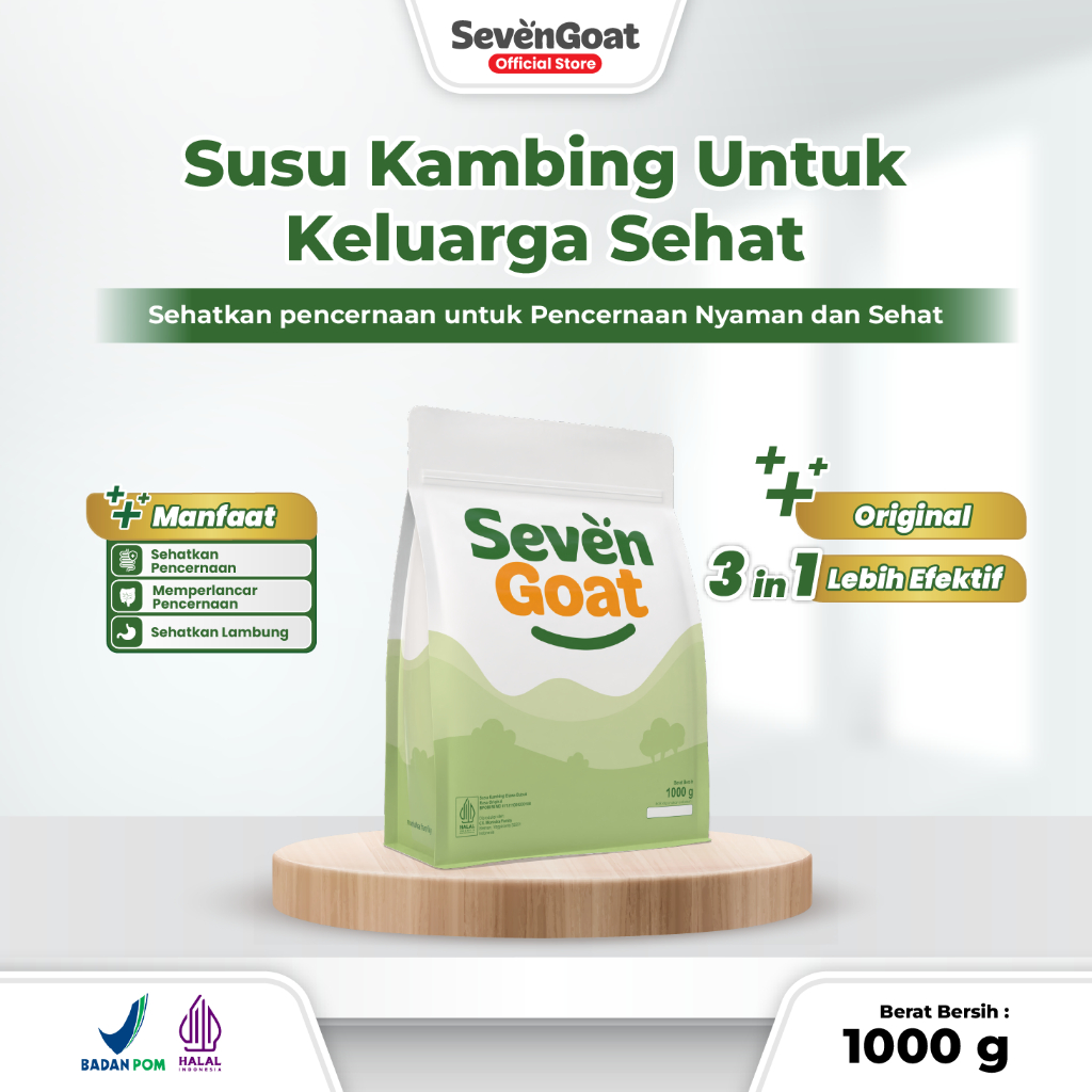 

Seven Goat Original - Susu Kambing Etawa Bubuk (1kg) | Sehatkan Pencernaan dan Lambung