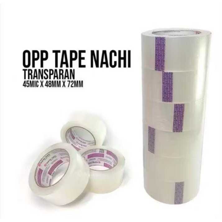 

( 1 SLOP isi 6 BIJI ) Lakban Isolasi Bening Lakban Nachi Asli Ori 48mm 2inch 100yard