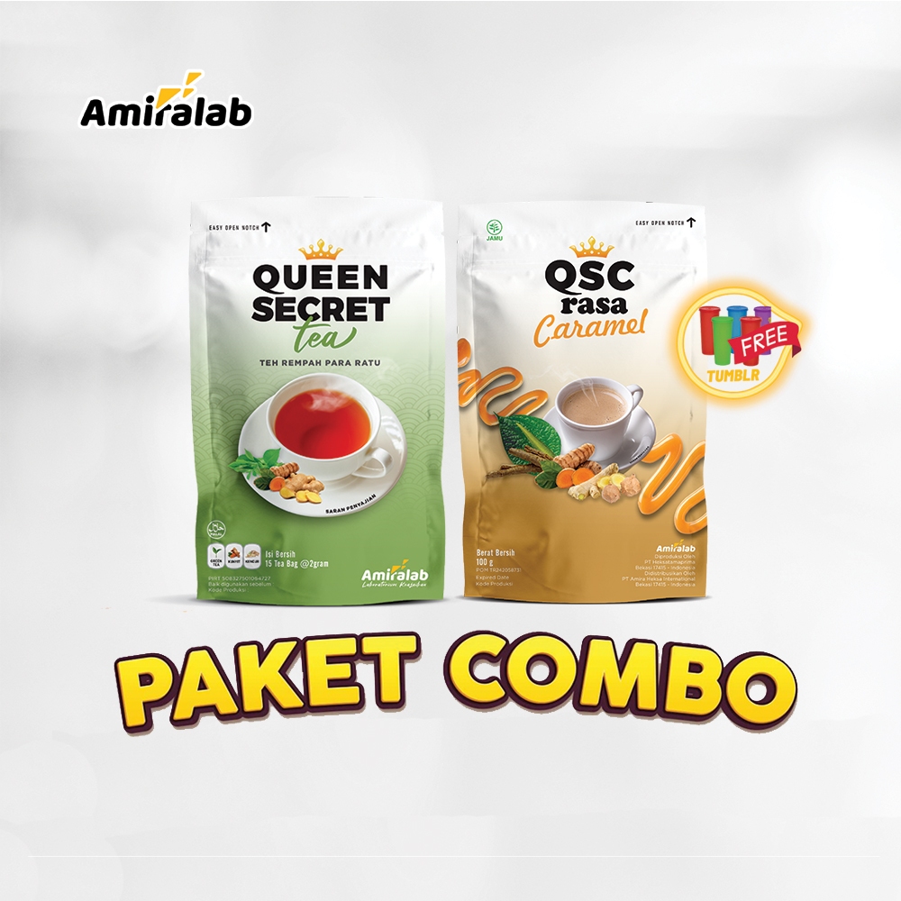 

PAKET COMBO HEMAT (FREE TUMBLER) AMIRALAB QSC FEMALE rasa CARAMEL & QUEEN SECRET TEA Minuman Teh Herbal Solusi Membantu Kesehatan Wanita