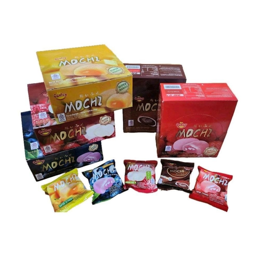 

1 BOX MOCHI SUPER CONLEY RASA COKLAT, MANGGA, STRAWBERRY, LECI DAN BLUEBERRY TOTAL 24 PCS