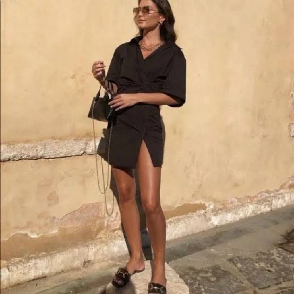 ZARA - Wrap Poplin Dress Size S