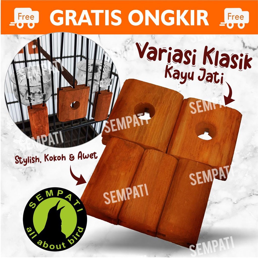 SEMPATI Variasi Sangkar Murai Batu Kotak Pleci Kayu Jati Vernish Aksesoris Sangkar Kandang Burung Mu