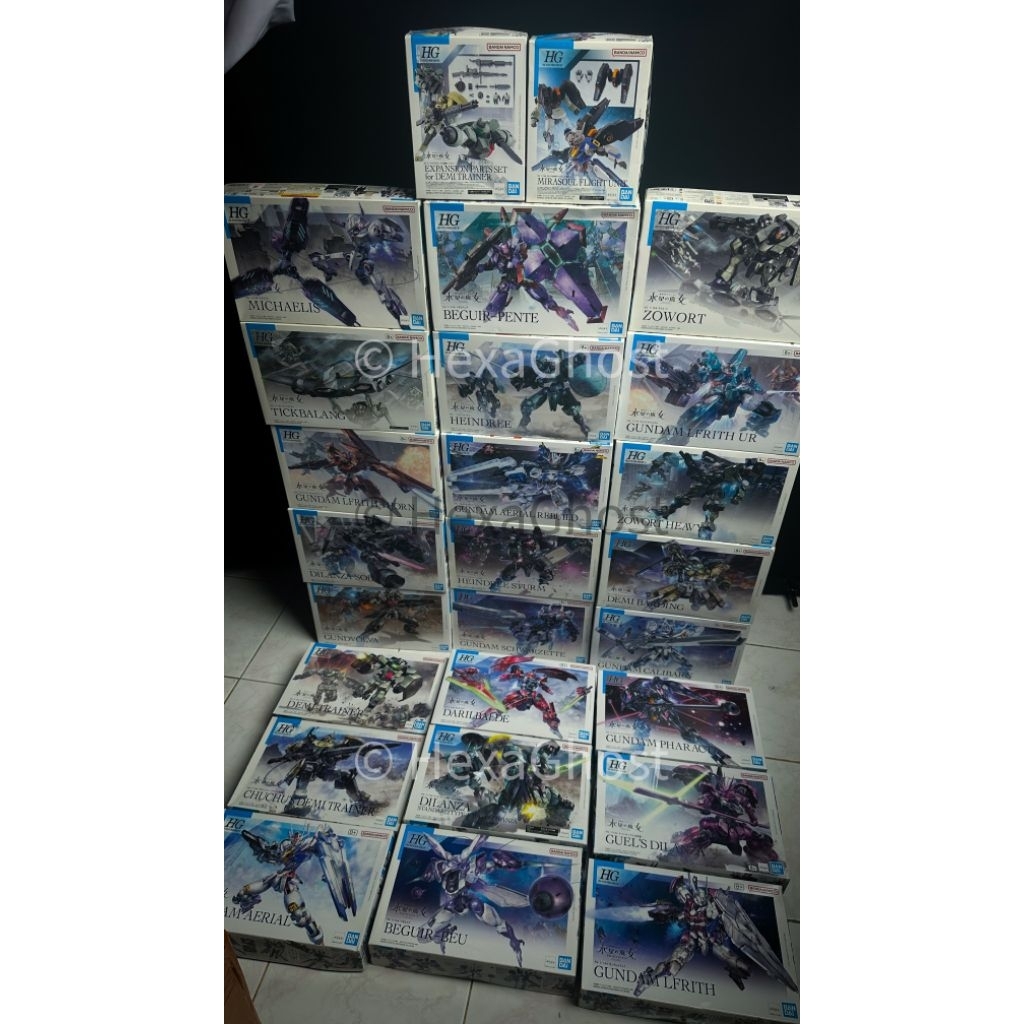 Set Gundam HG Witch From Mercury WFM FULLSET Calibarn Aerial Lfrith Beguir Pente dll